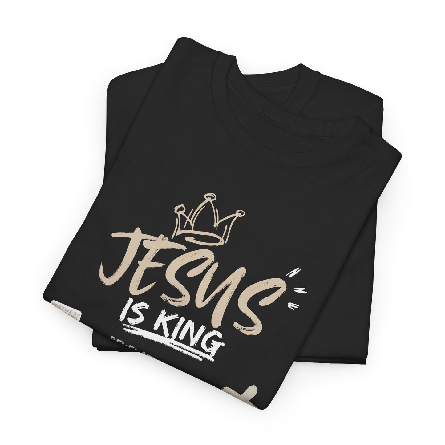 Jesus Is King Graphic T-Shirt – Cross & Crown Design Inspired by Revelation - faith based tee