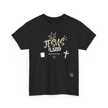 Jesus Is King Graphic T-Shirt – Cross & Crown Design Inspired by Revelation - faith based tee