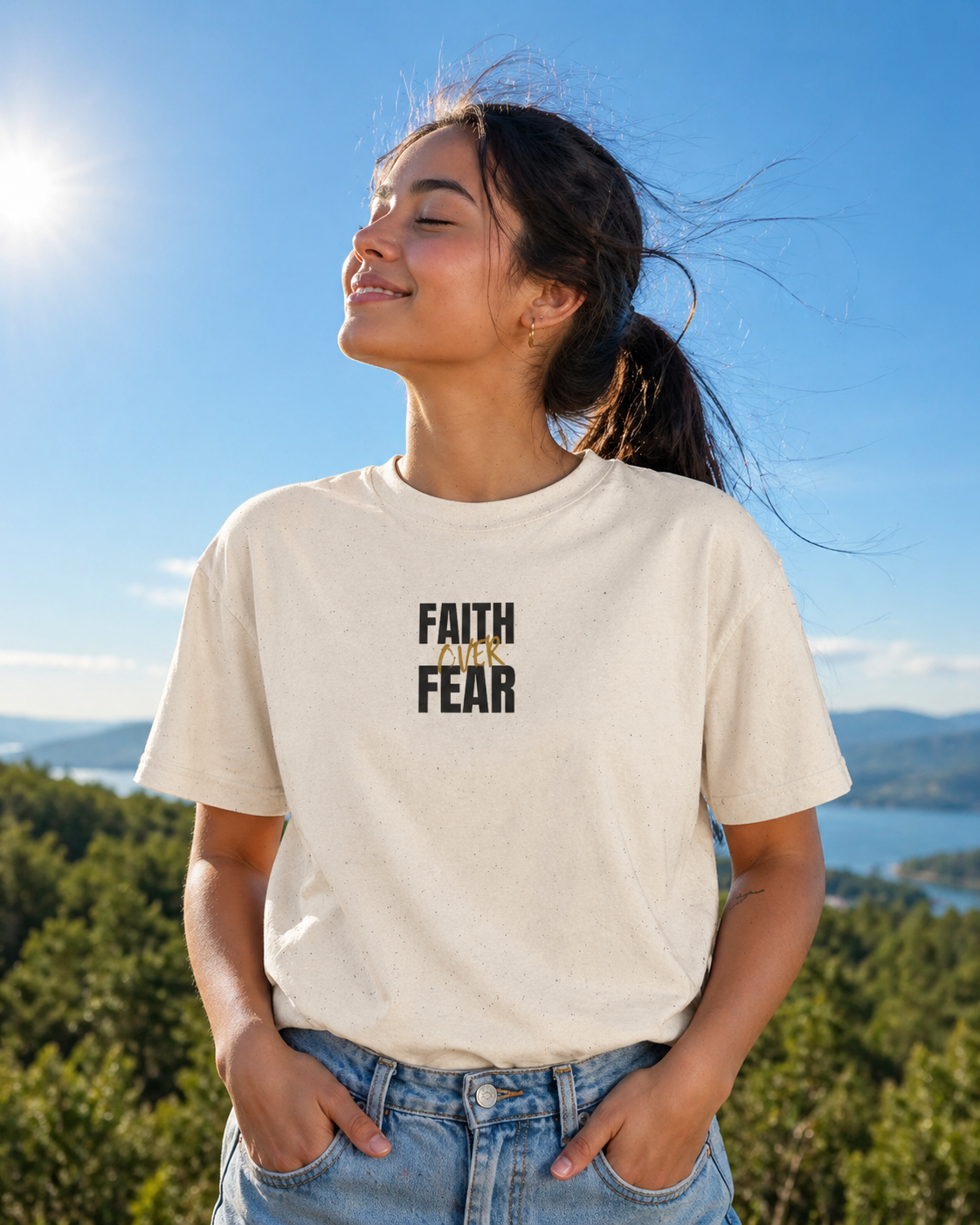 Faith Over Fear Shirt Christian T-Shirt Inspirational Faith Based Tee Religious Gift Motivational Christian Apparel