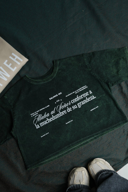 Camiseta Oversize Cropped Salmos 150 | Selah Colombia